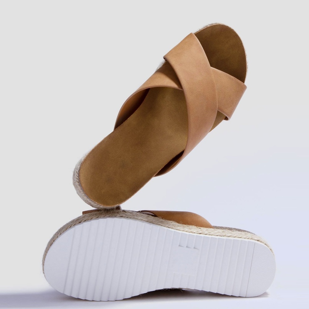 NEW🔥 Espadrille Slide Wedge Sandals Flat Platform - Picture 3 of 8